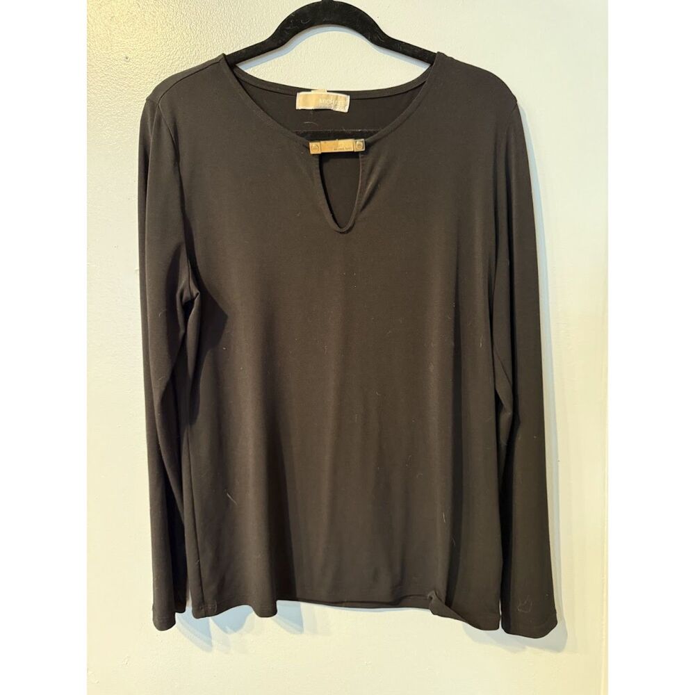 michael by michael kors black long sleeve blouse with gold embellishment xl